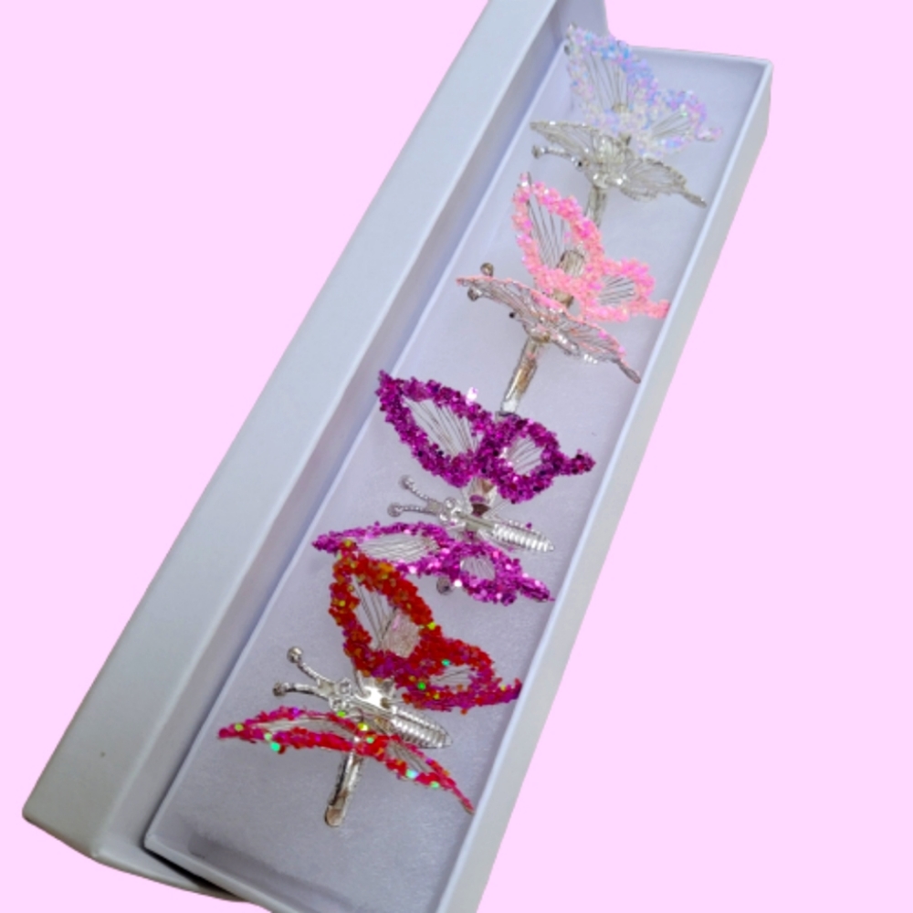 4 butterfly hair clips flutter moving wings like the 90s whimsical fairy